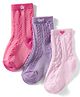Cutewalk by Babyhug Non Terry Ankle Length Anti-Bacterial Socks with Floral, Heart & Bow Design Pack of 3 - Pink & Purple
