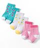 Cute Walk by Babyhug Non Terry Knit Ankle Length Anti Bacterial Socks With Stripes & Fruits Design Pack of 3 - Multicolour