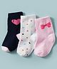 Cute Walk by Babyhug Non Terry Knit Ankle Length Anti Bacterial Socks With Polka Dots Hearts & Bow Design Pack of 3 - Multicolour