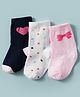 Cute Walk by Babyhug Non Terry Knit Ankle Length Anti Bacterial Socks With Polka Dots Hearts & Bow Design Pack of 3 - Multicolour