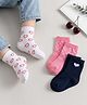 Cute Walk by Babyhug Non Terry Cotton Knit Ankle Length Anti Bacterial Socks With Hearts Design Pack Of 3 - Multicolour