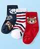 Cute Walk by Babyhug Ankle Length Anti Bacterial Socks with Bear Design Pack of 3 - Red White & Navy
