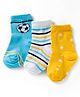 Cute Walk by Babyhug Ankle Length Anti Bacterial Socks with Star & Foot Ball Design Pack of 3 - Yellow Blue & White