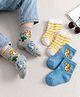 Cute Walk by Babyhug Non Terry Knit Ankle Length Anti Bacterial Striped & Dino Designed Socks Pack of 3 - Multicolor