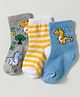 Cute Walk by Babyhug Non Terry Knit Ankle Length Anti Bacterial Striped & Dino Designed Socks Pack of 3 - Multicolor