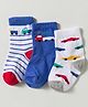 Cute Walk by Babyhug Non Terry Knit Ankle Length Anti Bacterial Striped & Car Designed Socks Pack of 3 - Multicolor