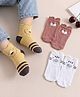 Cute Walk by Babyhug Non Terry Cotton Knit Ankle Length Anti Bacterial Socks With Animal Design Pack Of 3 - Multicolour