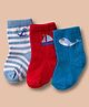 Cute Walk by Babyhug Non Terry Cotton Knit Ankle Length Anti Bacterial Socks With Nautical Theme & Sea Life Design Pack of 3 - Multicolour