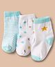 Cute Walk by Babyhug Non Terry Cotton Knit Ankle Length Anti Bacterial Socks With Stripes & Stars Design Pack Of 3 - Multicolour