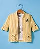 Dapper Dudes Full Sleeves Striped Jacket With Typography Foil Printed Tee - Lemon
