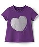 Kookie Kids Single Jersey Knit Half Sleeves T-Shirt with Heart Foil Print - Purple