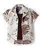 Dapper Dudes Half Sleeves Leaves Printed Shirt With Attached Tee - Brown