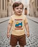 Babyoye 100% Cotton Knit Half Sleeves T-Shirt & Shorts Set with Camper Print - Brown