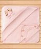 Pink Rabbit Interlock Knit Hooded Wrapper With Animal Print L 82 x B 82 cm - Pink