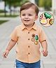 Babyoye 100% Cotton Knit Half Sleeves Shirt With Camping Print - Cream