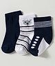 Cute Walk by Babyhug Non Terry Knit Ankle Length Anti Bacterial Striped & Bear Designed Socks Pack of 3 - Multicolor