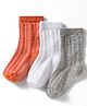 Cute Walk by Babyhug Non Terry Knit Ankle Length Anti Bacterial Solid Socks Pack of 3 - Grey Orange & White