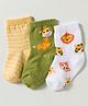 Cute Walk by Babyhug Non Terry Knit Ankle Length Anti Bacterial Striped & Animal Designed Socks Pack of 3 - Multicolor