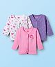 Babyhug 100% Cotton Interlock Knit Full Sleeves Jhablas With Floral Print Pack Of 3 - Purple Pink & White