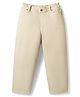 Primo Gino Woven Relaxed Full Length Solid Colour Washed Baggy Jeans - Beige