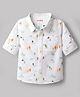 Babyhug Cotton Woven Shirt Full Sleeve Regular Collar Printed White 3-4 Years