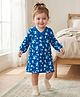 Honeyhap Premium 100% Cotton Knit With Bio Finish Full Sleeves Nighty With Floral Print - Mykonos Blue