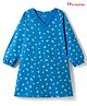 Honeyhap Premium 100% Cotton Knit with Bio Finish Full Sleeves Nighty with Alphabets Print - Malibu Blue
