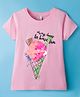 Smarty Girls Sinker Knit Half Sleeves Top with Ice Cream Print - Pink