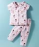 Smarty Girls Sinker Knit Half Sleeves Co-ord Night Suit With Girl Print - Pink