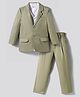 Primo Gino Woven Full Sleeves Solid Color 3 Piece Party Suit with Resort Collar - Light Green