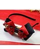 Kamule Christmas Theme Glitter Embellished Bell & Bow Applique Detailed Hair Band - Black & Red
