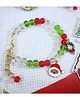 Kamule Christmas Theme Santa & Christmas Wreath Charms Detailed Beaded Bracelet - Red & Green