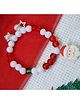 Kamule Christmas Theme Santa Charm Beaded Bracelet -   Red & White