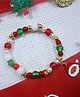 Kamule Christmas Theme Santa Charm Beaded Bracelet -  Red Green & White