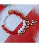 Kamule Christmas Theme Candy Cane Embellished Beaded Chain Bracelet - Red & White