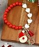 Asthetika Christmas Theme Heart Beaded & Santa Claus Designed Bracelet - Red