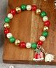 Asthetika Christmas Theme Beaded & Bells Designed Bracelet - Red Green