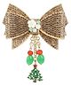 Asthetika Christmas Theme Bow Designed Stones Embellished Alligator Clip - Gold