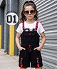 Ollington St.Cotton Knit Short Dungaree & Half Sleeves Inner Top - Black & White