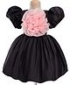 Enfance Half Balloon Sleeves Floral Applique Detailed Knee Length Dress - Black
