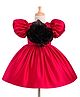 Enfance Half Balloon Sleeves Floral Applique Detailed Knee Length Dress - Red