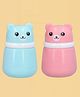 Joy Buzz Portable Baby Skin Care Baby Powder Puff With Box Holder Container for New Born and Kids for Baby Face and Body - Pack of 2 - (Panda-pink & Blue)