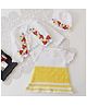 Woonie Hand Knitted Full Sleeves Floral Designed Dress With Shrug & Cap - Yellow