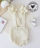 Woonie Hand Knitted Sleeveless Solid Onesie - Cream