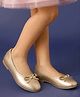 Pine Kids Slip On Closed Toe Ballerina with Bow Applique - Gold