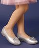 Pine Kids Slip On Closed Toe Ballerina with Bow Applique - Silver