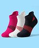 Pine Active Cotton Lycra Knit Ankle Length Socks With Stripes Pack Of 3 - White Black & Pink