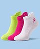 Pine Active Cotton Lycra Terry Knit Breathable Ankle Length Solid Athletic Socks Pack of 3 - White Pink & Light Green