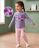 Kookie Kids Single Jersey Knit Full Sleeves Night Suit With Animal Print - Lavender