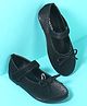 Pine Kids Velcro Closure Closed Toe Ballerina with Bow Applique - Black